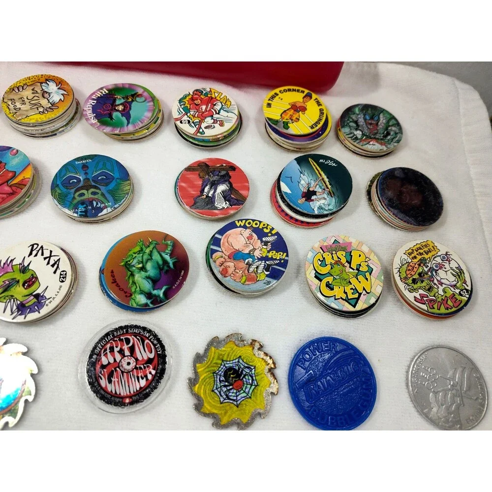 HUGE Mixed Lot 140 Vintage POG Pogs & Metal Slammers  Red 12